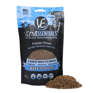 Vital Freeze Dried Beef Toppers For Cats & Dogs 6oz Bag Vital Essentials, Freeze Dried, Beef Toppers, Cat, dog, dog treats, cat treats